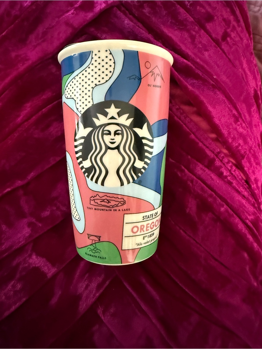 Starbucks 2016 State of Oregon Ceramic Travel Tumbler ✨ Rare Misprint ✨